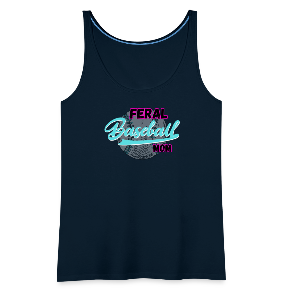 Feral Baseball Mom Women’s Premium Tank Top - deep navy
