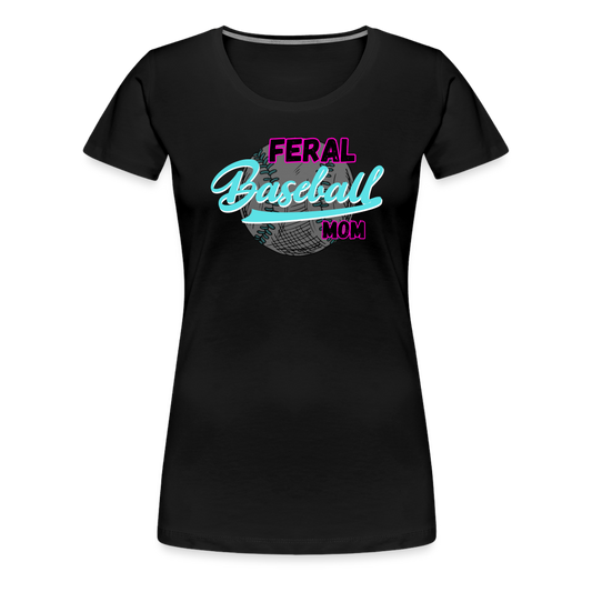 Feral Baseball Mom Women’s Premium T-Shirt - black