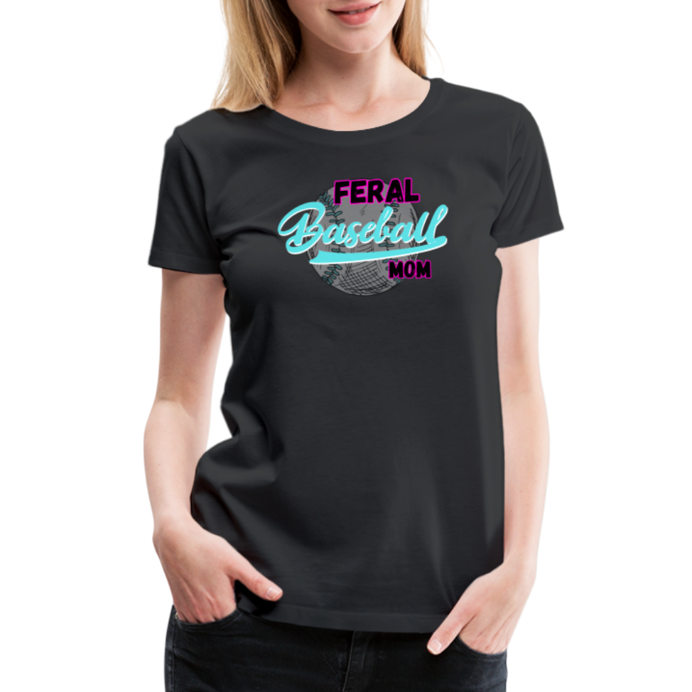 Feral Baseball Mom Women’s Premium T-Shirt - black