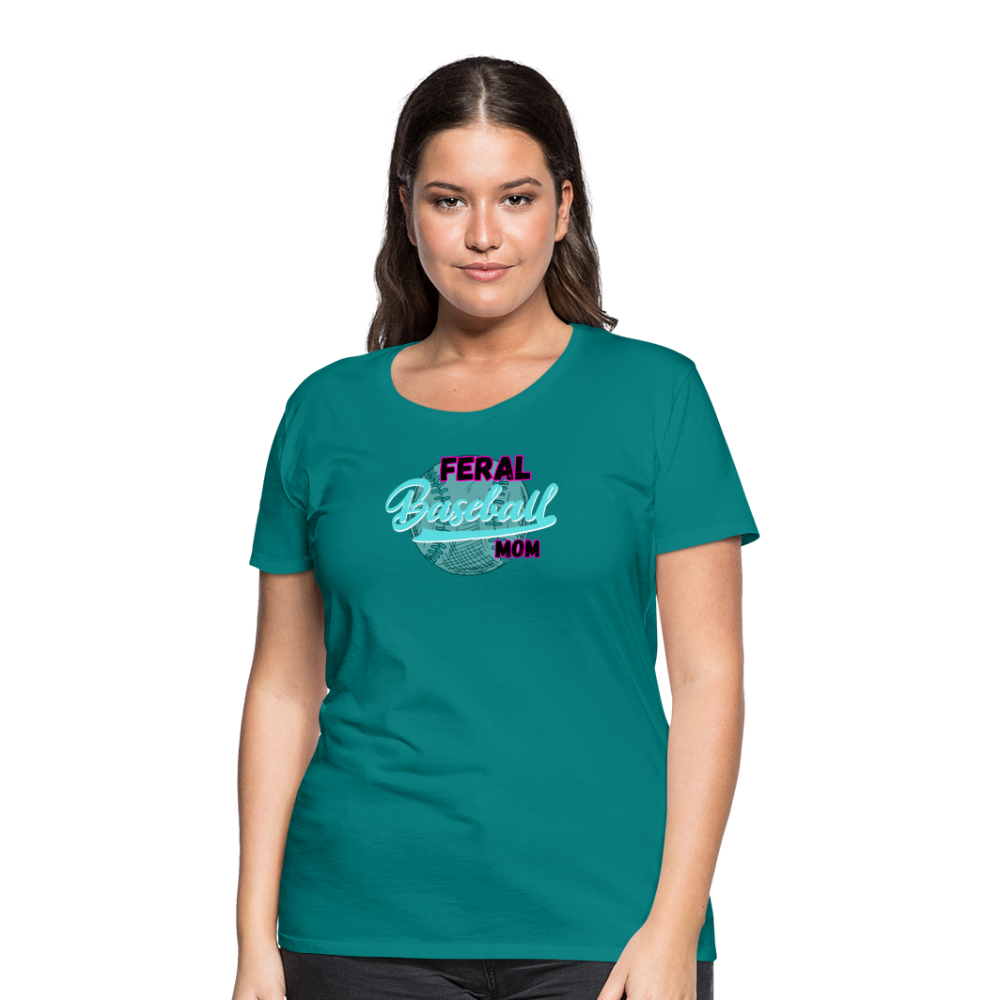 Feral Baseball Mom Women’s Premium T-Shirt - teal