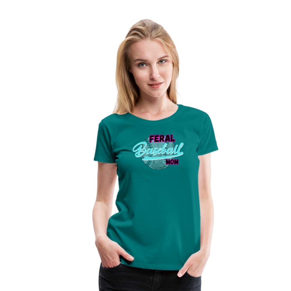 Feral Baseball Mom Women’s Premium T-Shirt - teal