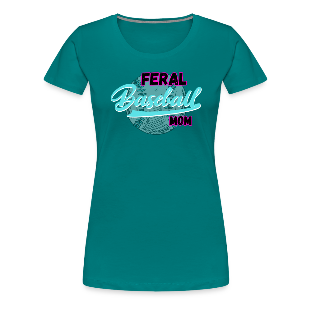 Feral Baseball Mom Women’s Premium T-Shirt - teal