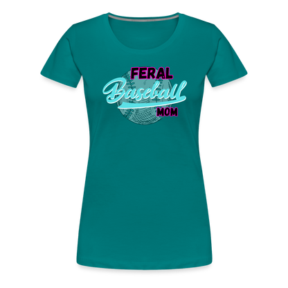 Feral Baseball Mom Women’s Premium T-Shirt - teal