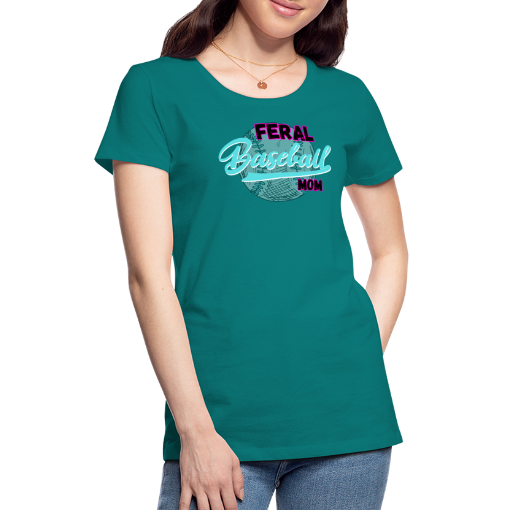 Feral Baseball Mom Women’s Premium T-Shirt - teal