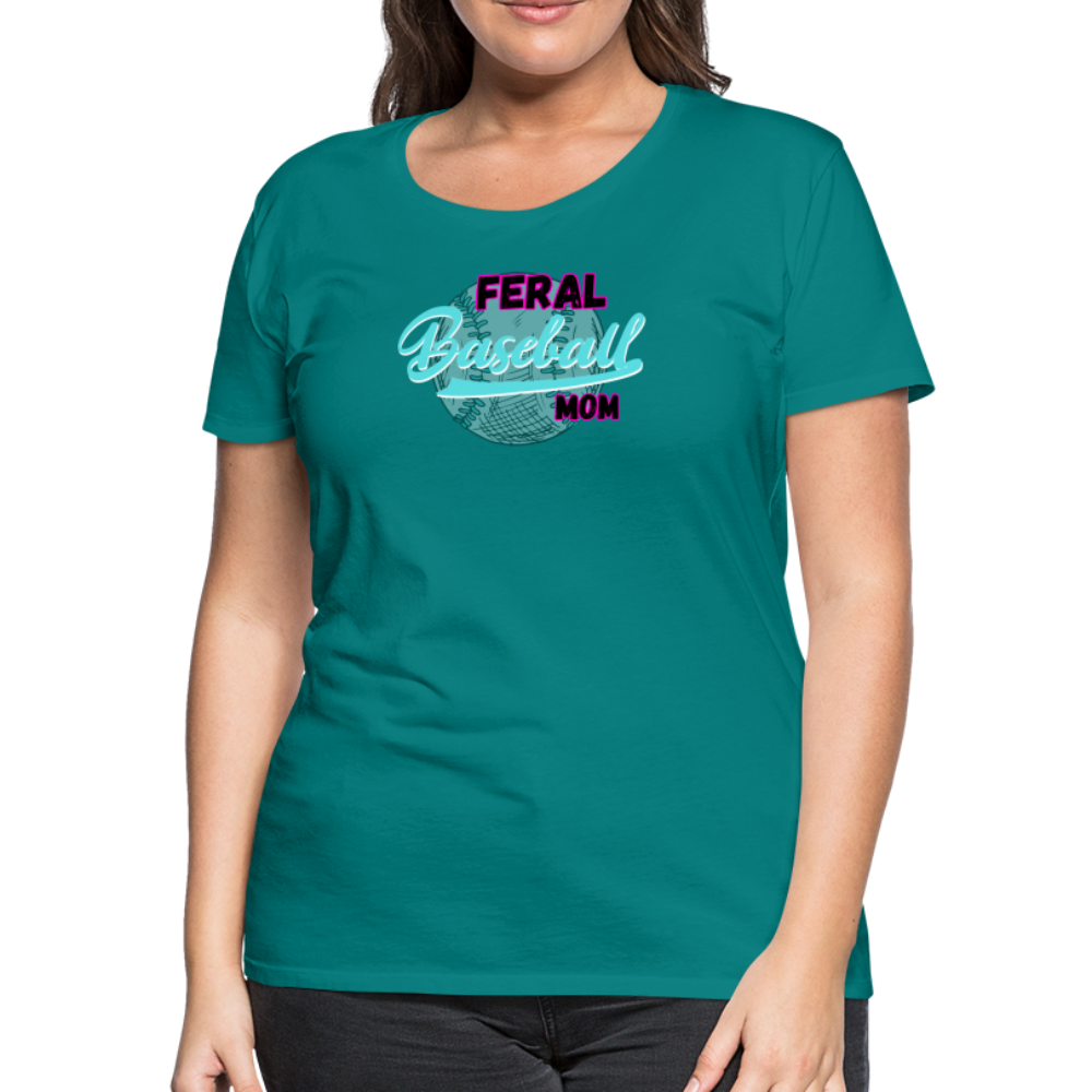 Feral Baseball Mom Women’s Premium T-Shirt - teal