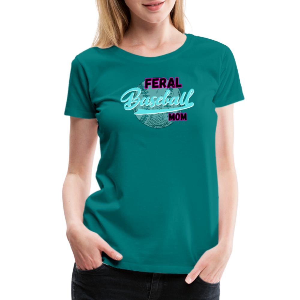 Feral Baseball Mom Women’s Premium T-Shirt - teal