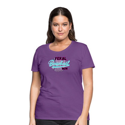 Feral Baseball Mom Women’s Premium T-Shirt - purple
