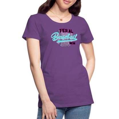 Feral Baseball Mom Women’s Premium T-Shirt - purple