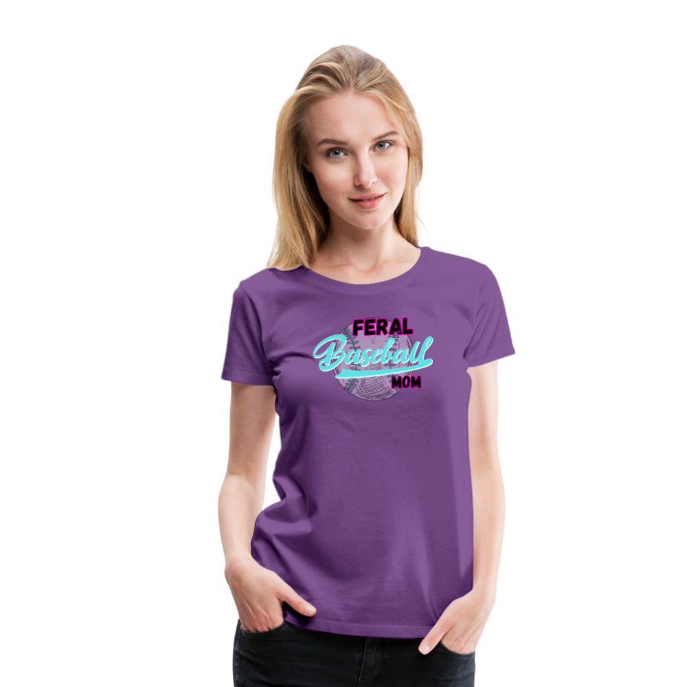 Feral Baseball Mom Women’s Premium T-Shirt - purple