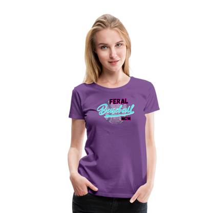 Feral Baseball Mom Women’s Premium T-Shirt - purple