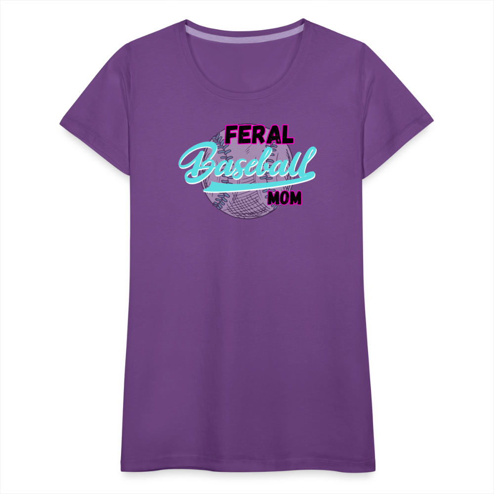 Feral Baseball Mom Women’s Premium T-Shirt - purple