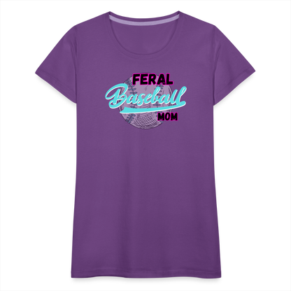 Feral Baseball Mom Women’s Premium T-Shirt - purple