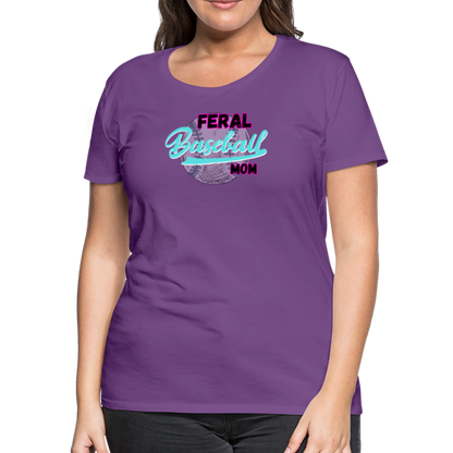 Feral Baseball Mom Women’s Premium T-Shirt - purple