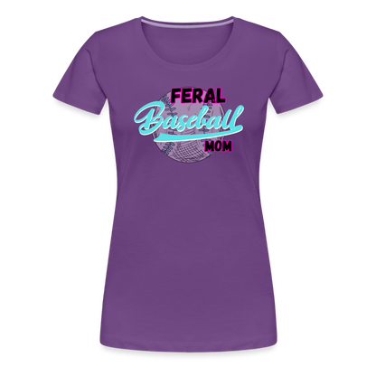 Feral Baseball Mom Women’s Premium T-Shirt - purple