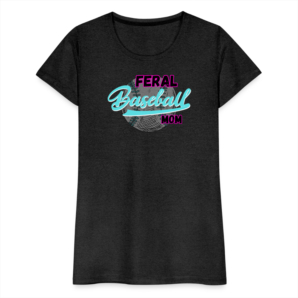 Feral Baseball Mom Women’s Premium T-Shirt - charcoal grey