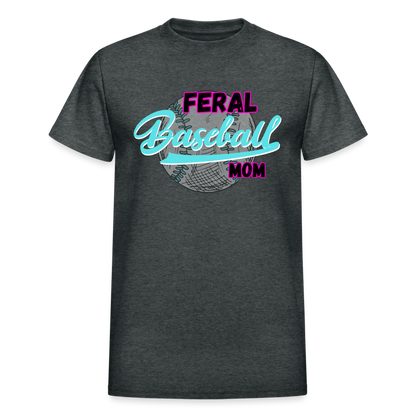 Feral Baseball Mom Gildan Ultra Cotton Adult T-Shirt - deep heather