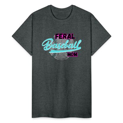 Feral Baseball Mom Gildan Ultra Cotton Adult T-Shirt - deep heather