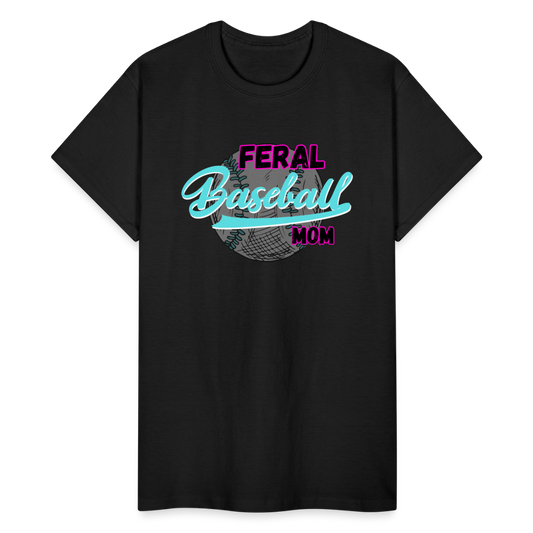 Feral Baseball Mom Gildan Ultra Cotton Adult T-Shirt - black