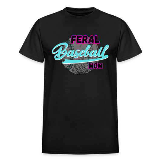 Feral Baseball Mom Gildan Ultra Cotton Adult T-Shirt - black