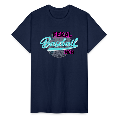 Feral Baseball Mom Gildan Ultra Cotton Adult T-Shirt - navy
