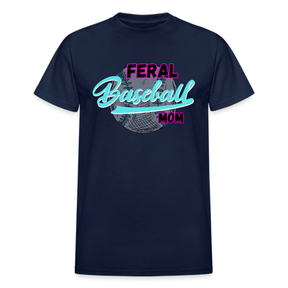 Feral Baseball Mom Gildan Ultra Cotton Adult T-Shirt - navy