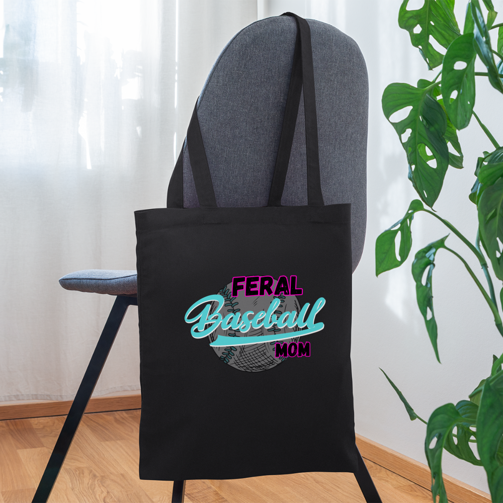 Feral Baseball Mom Tote Bag - black