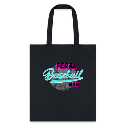 Feral Baseball Mom Tote Bag - black