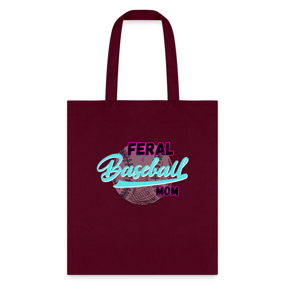 Feral Baseball Mom Tote Bag - burgundy