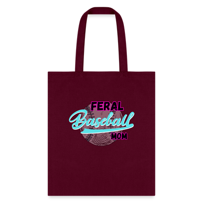 Feral Baseball Mom Tote Bag - burgundy