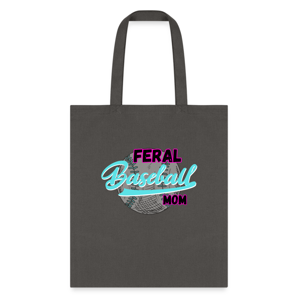 Feral Baseball Mom Tote Bag - charcoal