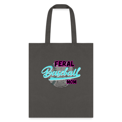 Feral Baseball Mom Tote Bag - charcoal