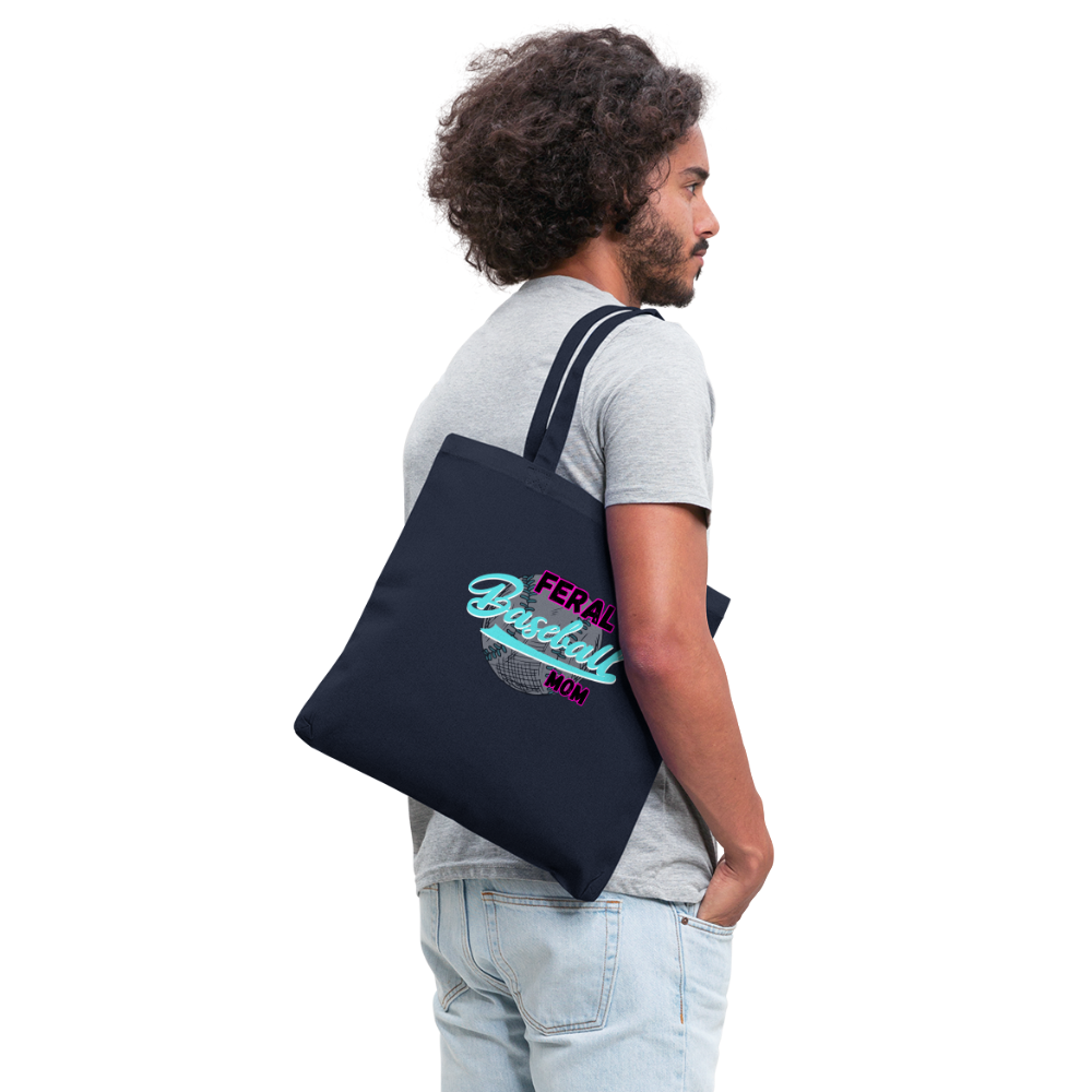 Feral Baseball Mom Tote Bag - navy