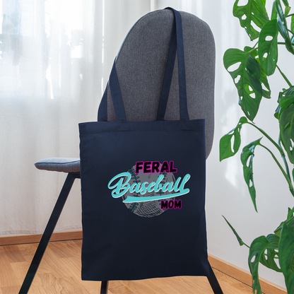 Feral Baseball Mom Tote Bag - navy