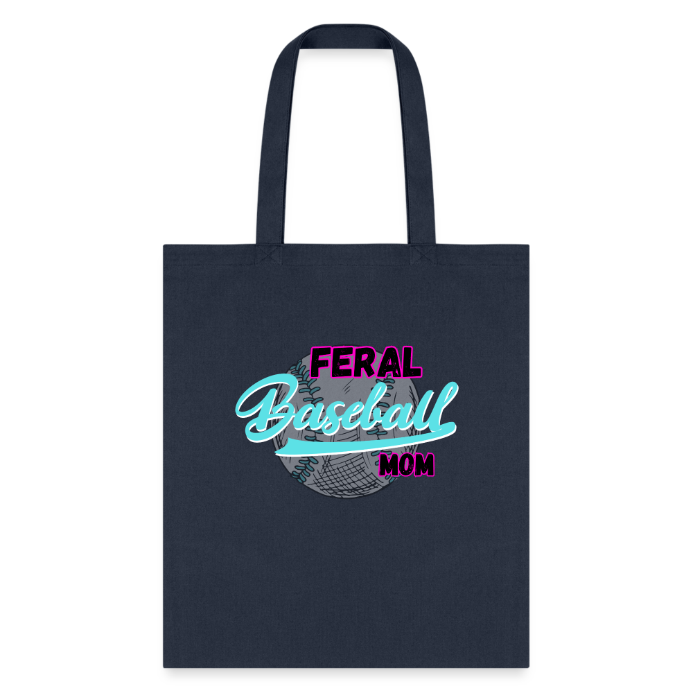 Feral Baseball Mom Tote Bag - navy