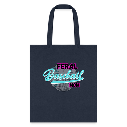 Feral Baseball Mom Tote Bag - navy