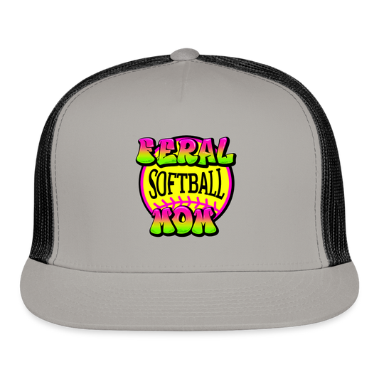 FERAL SOFTBALL MOM Trucker Cap - gray/black