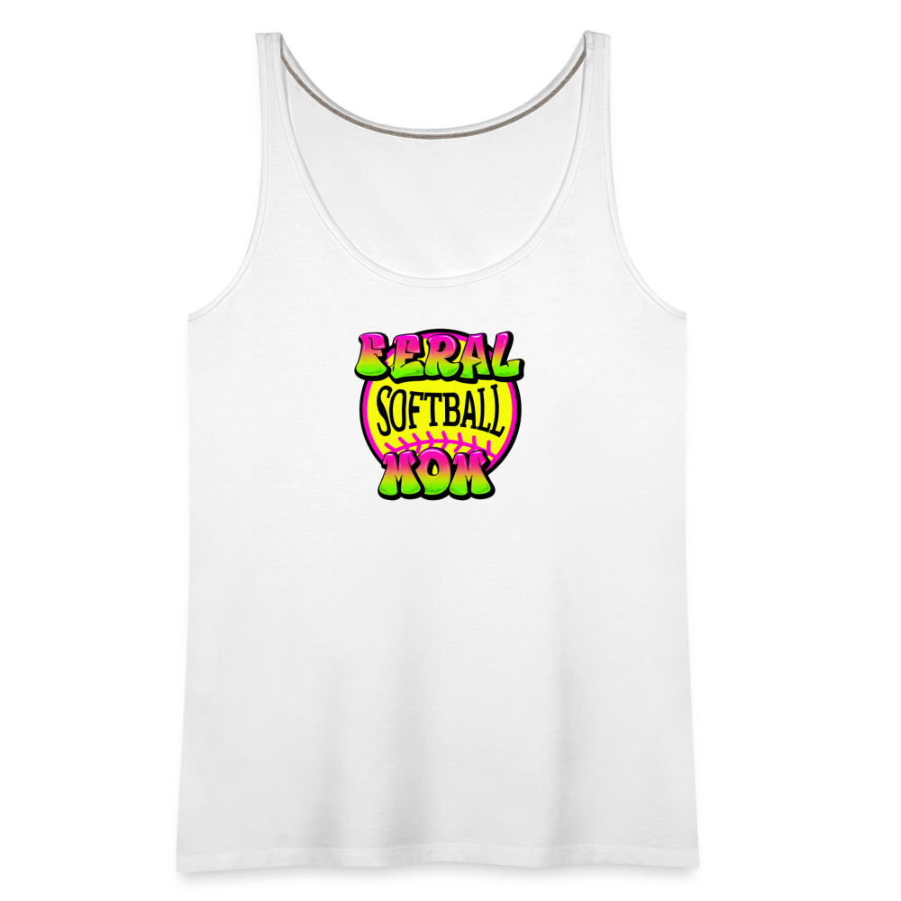 FERAL SOFTBALL MOM Women’s Premium Tank Top - white