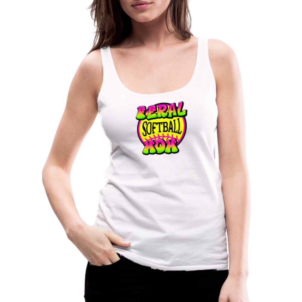 FERAL SOFTBALL MOM Women’s Premium Tank Top - white