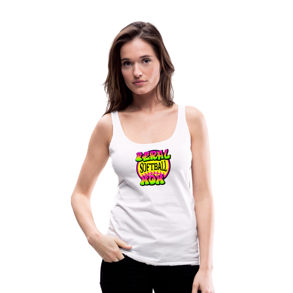 FERAL SOFTBALL MOM Women’s Premium Tank Top - white