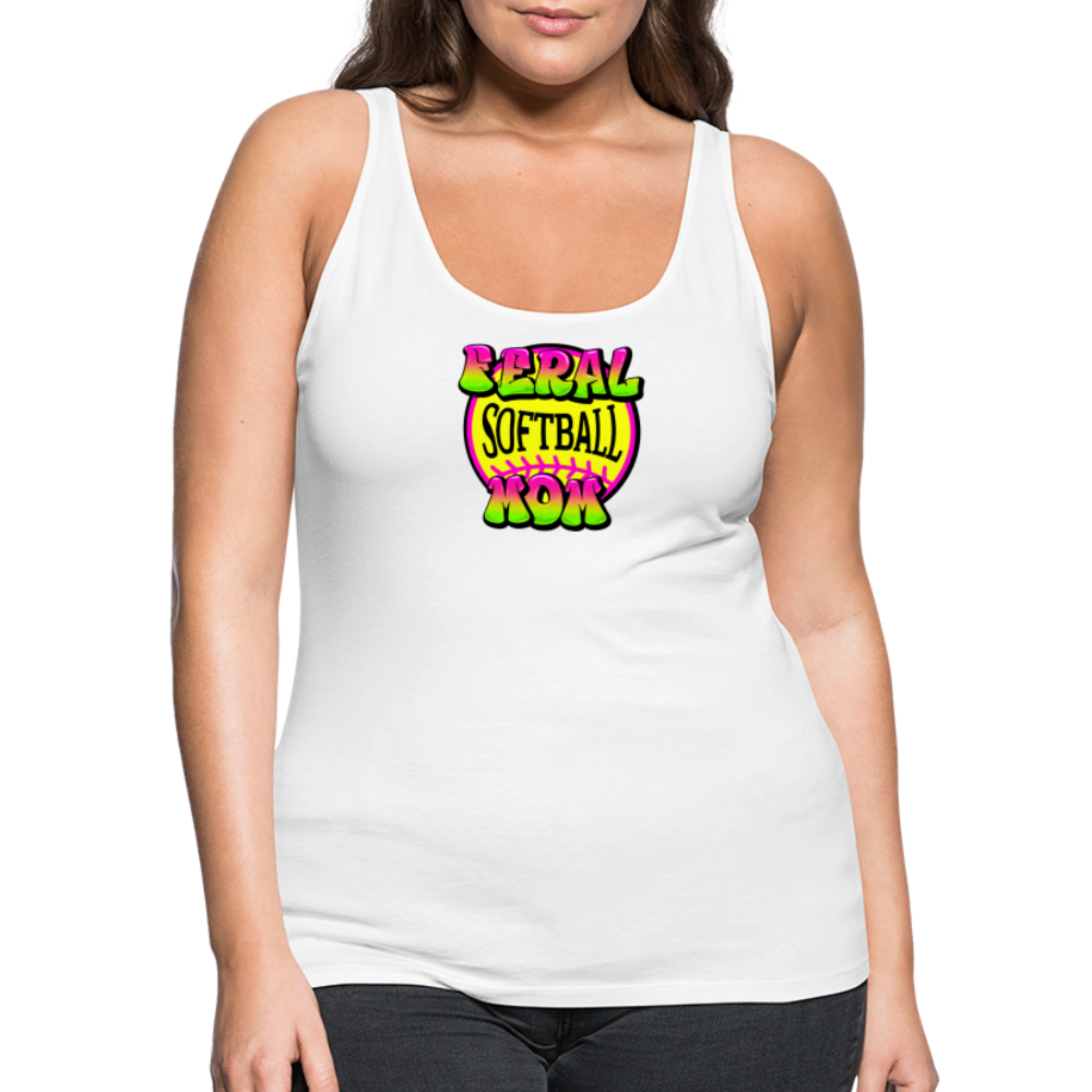 FERAL SOFTBALL MOM Women’s Premium Tank Top - white