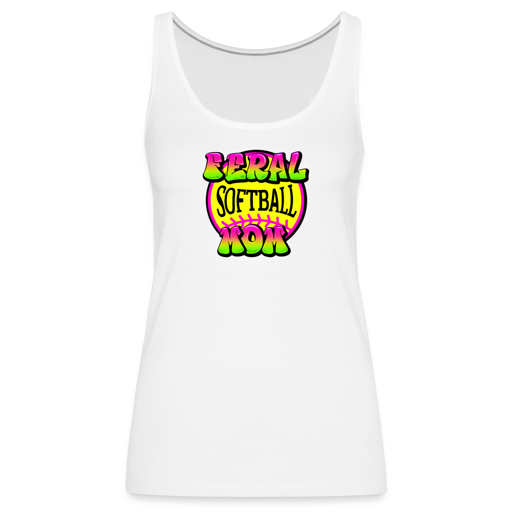 FERAL SOFTBALL MOM Women’s Premium Tank Top - white