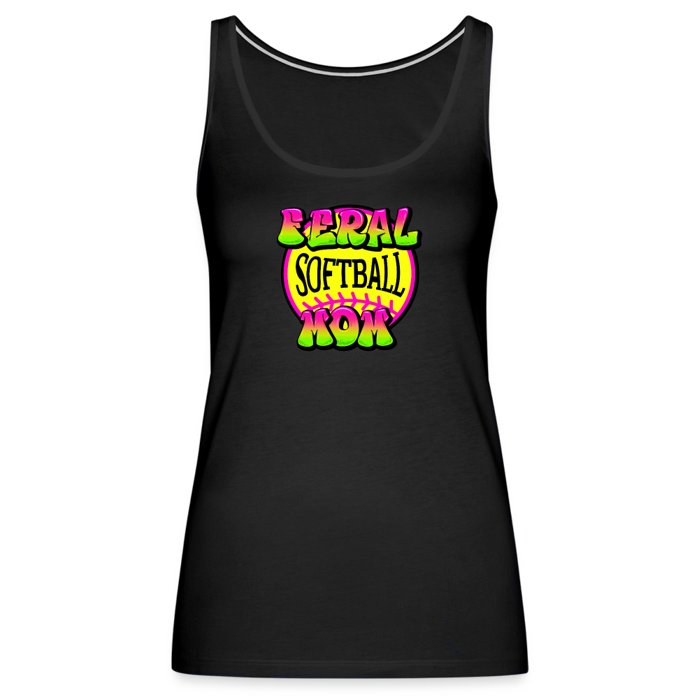 FERAL SOFTBALL MOM Women’s Premium Tank Top - black