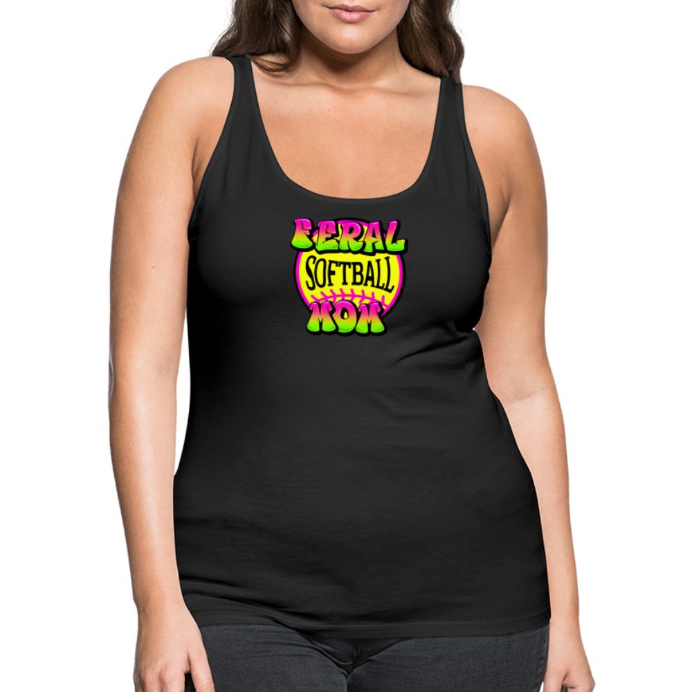 FERAL SOFTBALL MOM Women’s Premium Tank Top - black