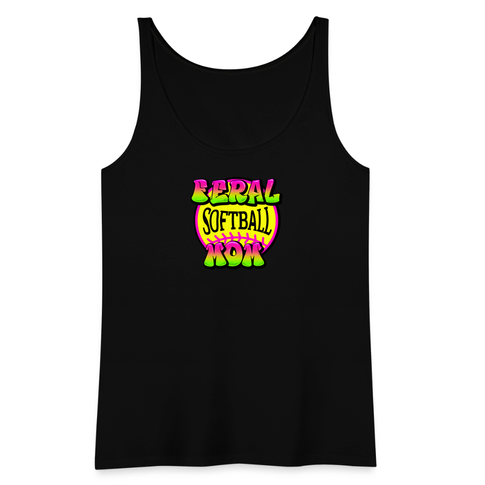 FERAL SOFTBALL MOM Women’s Premium Tank Top - black