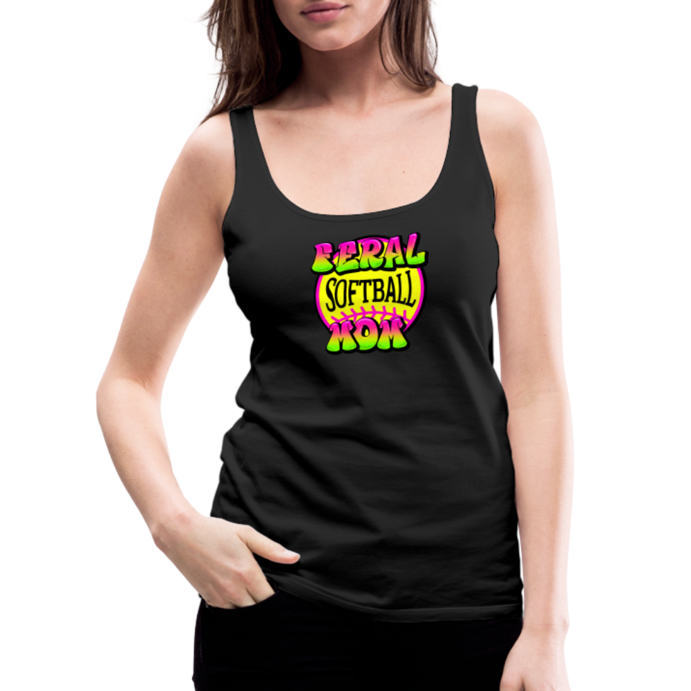 FERAL SOFTBALL MOM Women’s Premium Tank Top - black