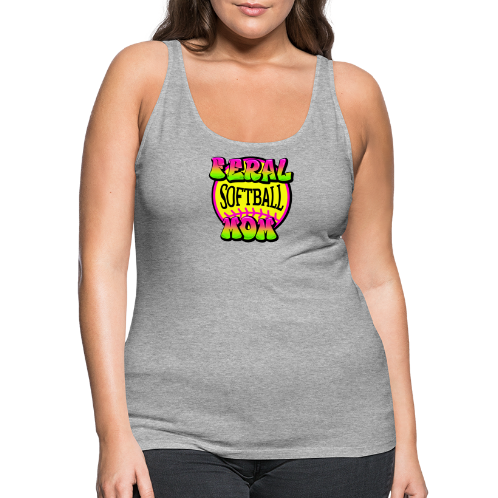 FERAL SOFTBALL MOM Women’s Premium Tank Top - heather gray