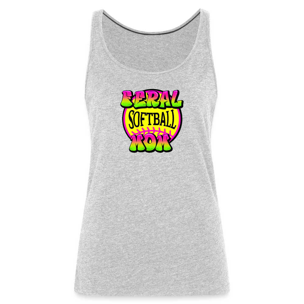 FERAL SOFTBALL MOM Women’s Premium Tank Top - heather gray