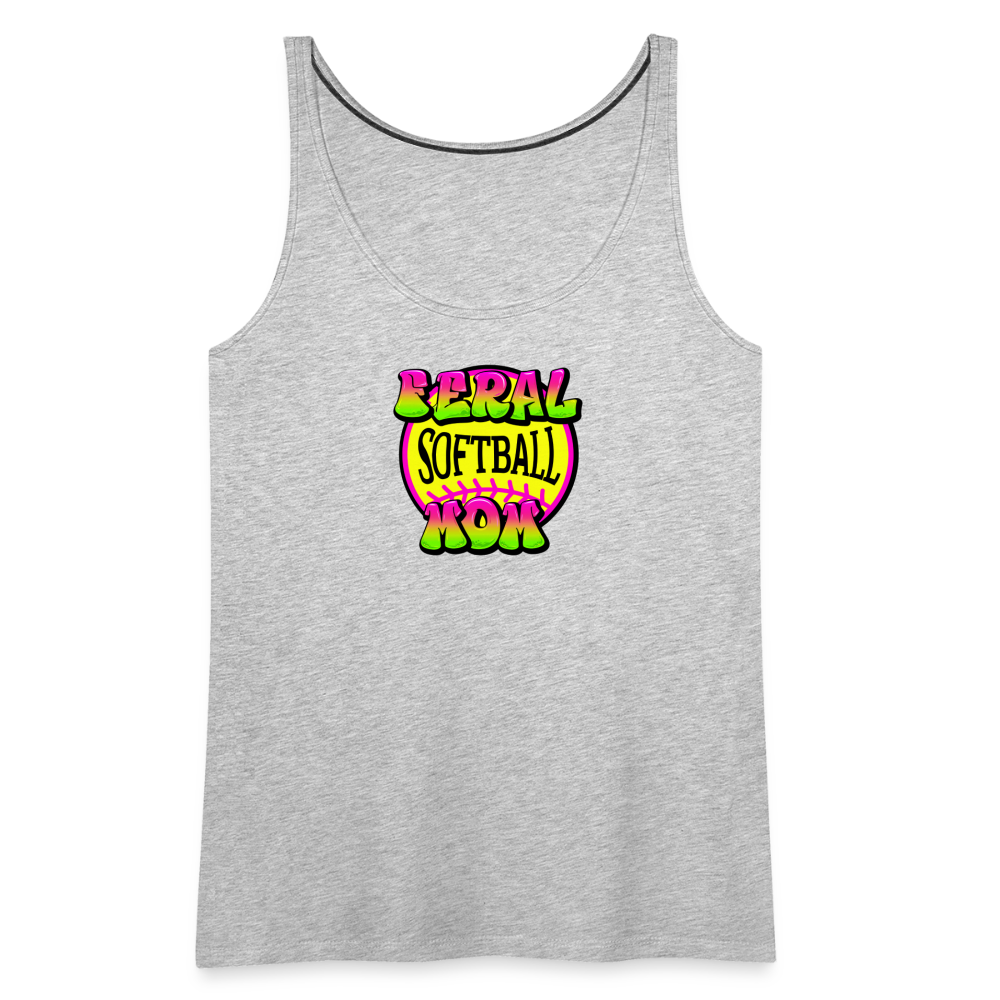 FERAL SOFTBALL MOM Women’s Premium Tank Top - heather gray