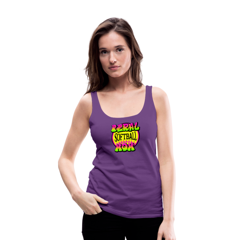 FERAL SOFTBALL MOM Women’s Premium Tank Top - purple