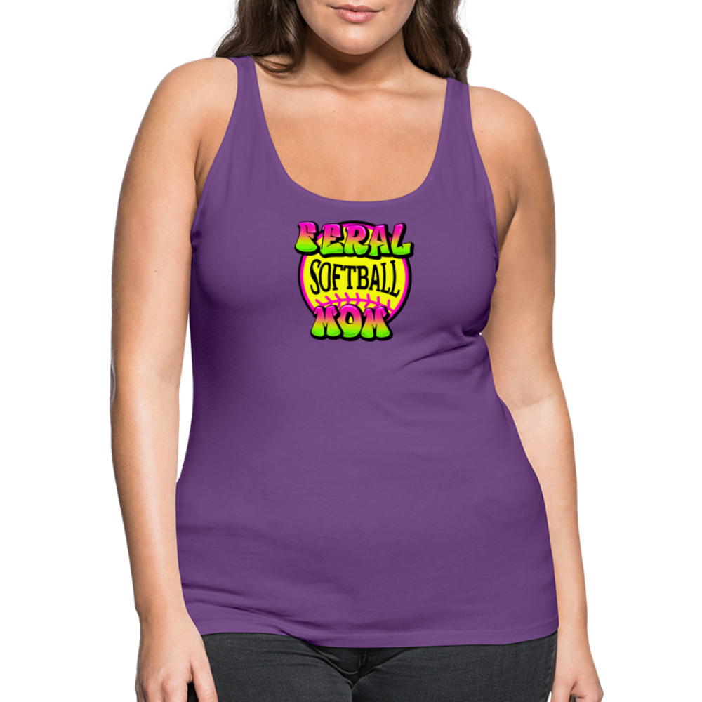 FERAL SOFTBALL MOM Women’s Premium Tank Top - purple